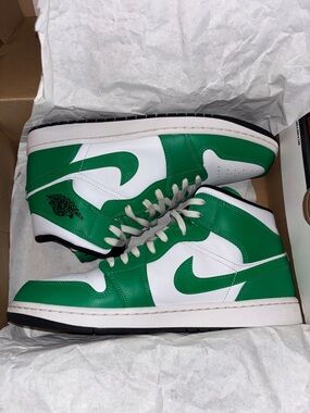 Nike Air Jordan 1 Mid - Green and White Men’s Sneaker